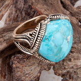 Corinth Blue Turquoise and Golden Statement Ring - Barse Jewelry - Flyclothing LLC
