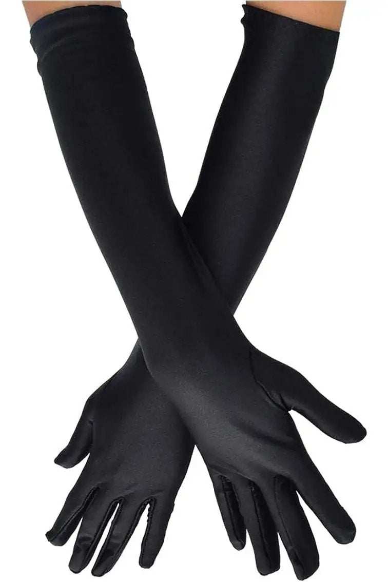 Daisy Corsets Black Satin Gloves - Long - Daisy Corsets - Flyclothing LLC