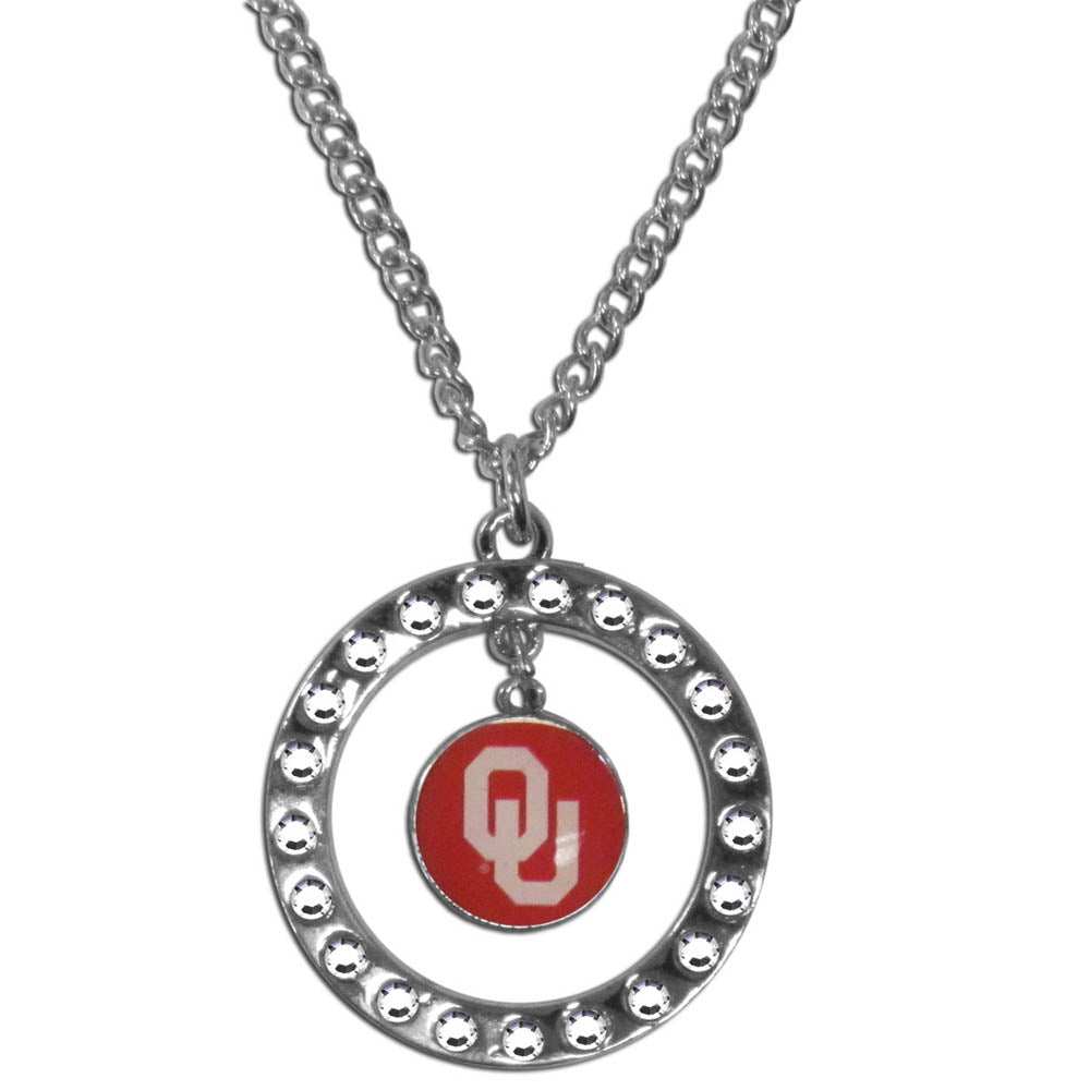 Oklahoma Sooners Rhinestone Hoop Necklace - Oklahoma Sooners - Flyclothing LLC