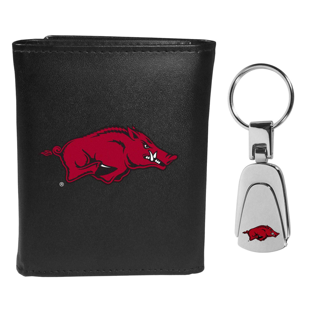 Arkansas Razorbacks Tri-fold Wallet & Steel Key Chain - Arkansas Razorbacks - Flyclothing LLC