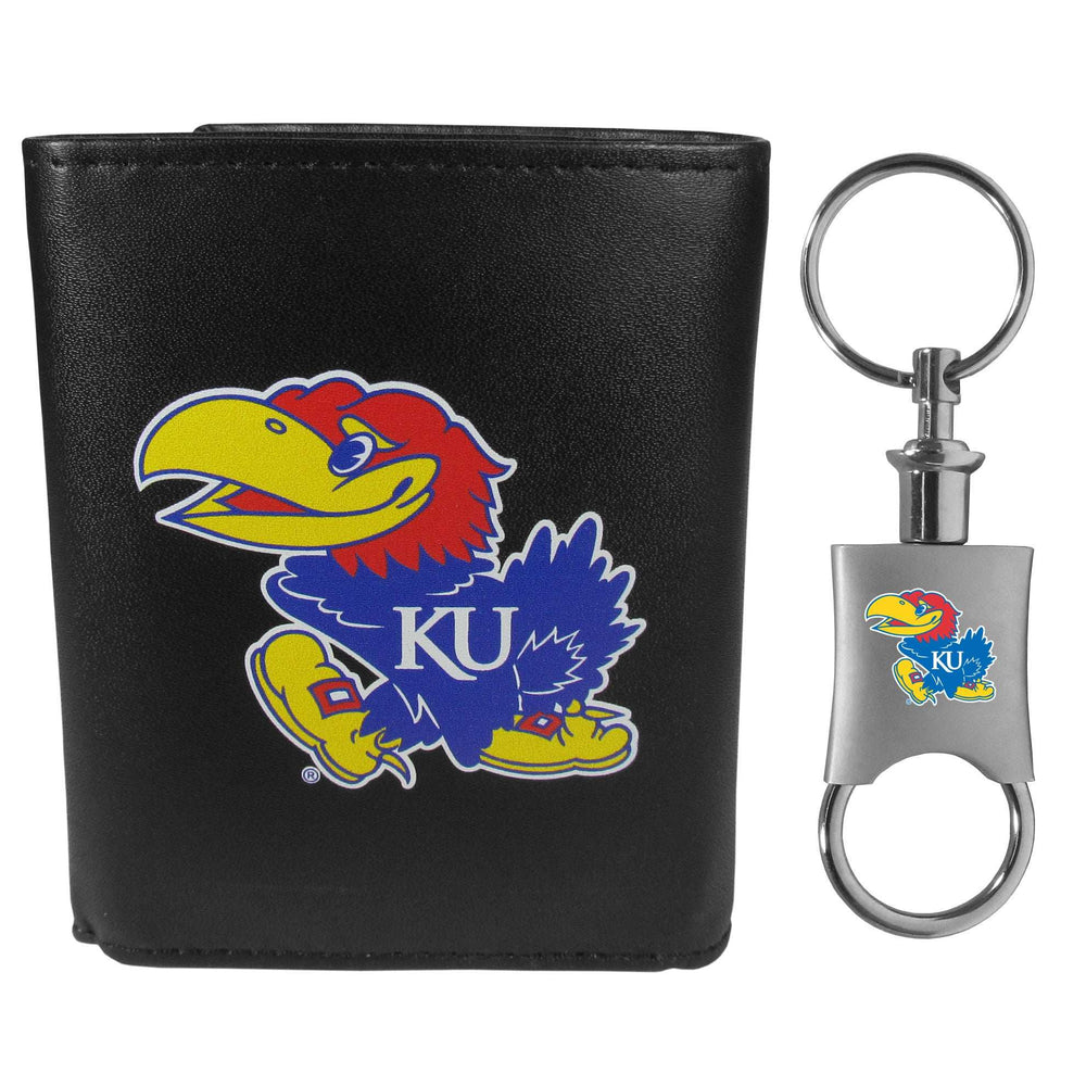 Kansas Jayhawks Tri-fold Wallet & Valet Key Chain - Kansas Jayhawks - Flyclothing LLC