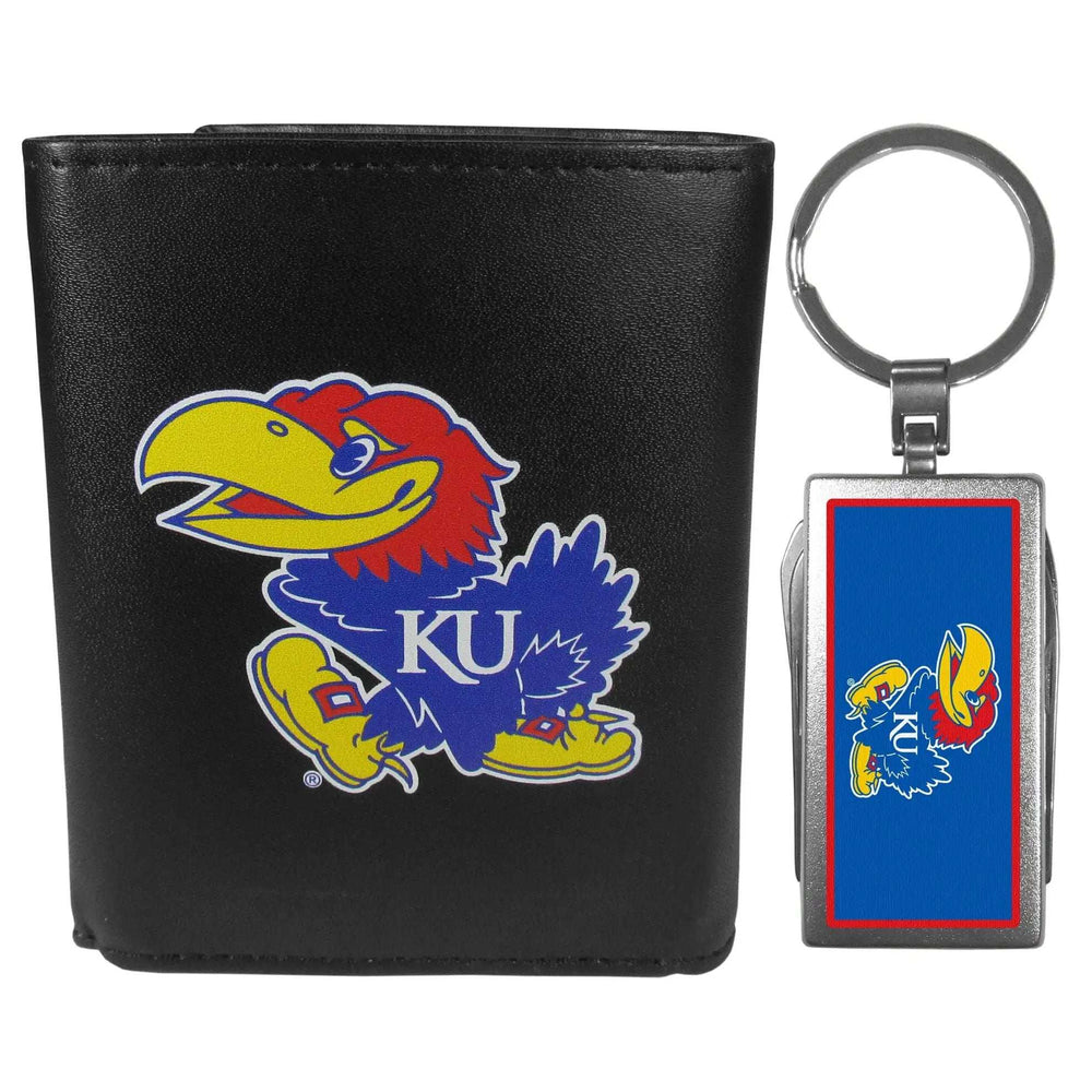 Kansas Jayhawks Tri-fold Wallet & Multitool Key Chain - Kansas Jayhawks - Flyclothing LLC