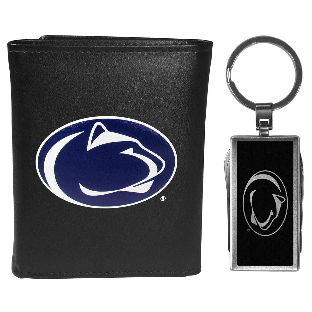 Penn St. Nittany Lions Tri-fold Wallet & Multitool Key Chain, Black - Penn St. Nittany Lions - Flyclothing LLC