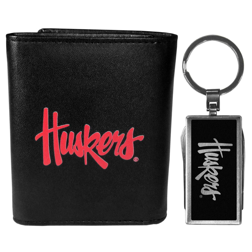 Nebraska Cornhuskers Tri-fold Wallet & Multitool Key Chain, Black - Nebraska Cornhuskers - Flyclothing LLC