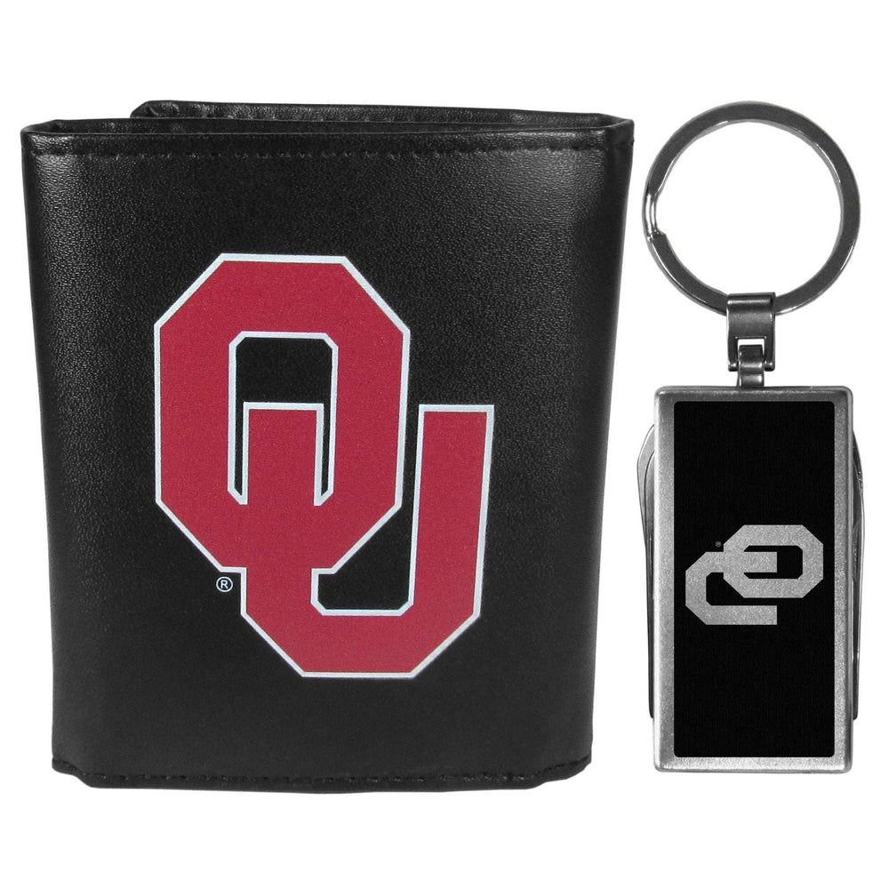 Oklahoma Sooners Tri-fold Wallet & Multitool Key Chain, Black - Oklahoma Sooners - Flyclothing LLC