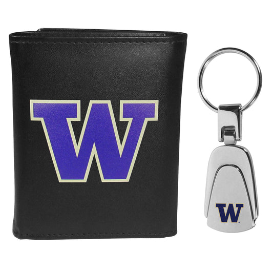Washington Huskies Tri-fold Wallet & Steel Key Chain - Washington Huskies - Flyclothing LLC