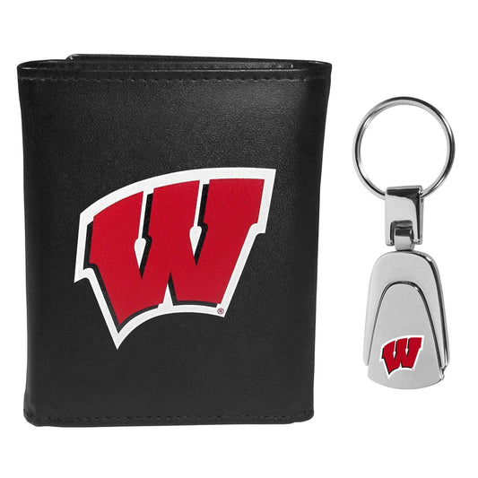 Wisconsin Badgers Tri-fold Wallet & Steel Key Chain - Wisconsin Badgers - Flyclothing LLC