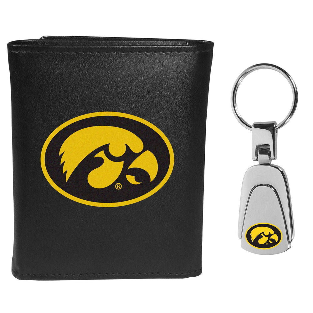 Iowa Hawkeyes Tri-fold Wallet & Steel Key Chain - Iowa Hawkeyes - Flyclothing LLC