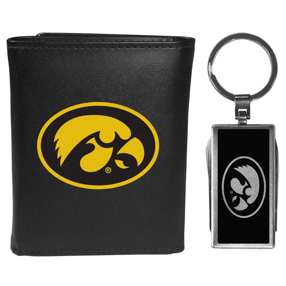 Iowa Hawkeyes Tri-fold Wallet & Multitool Key Chain, Black - Iowa Hawkeyes - Flyclothing LLC