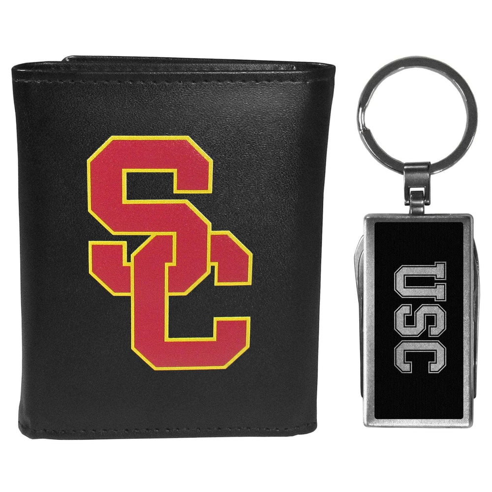 USC Trojans Tri-fold Wallet & Multitool Key Chain, Black - USC Trojans - Flyclothing LLC