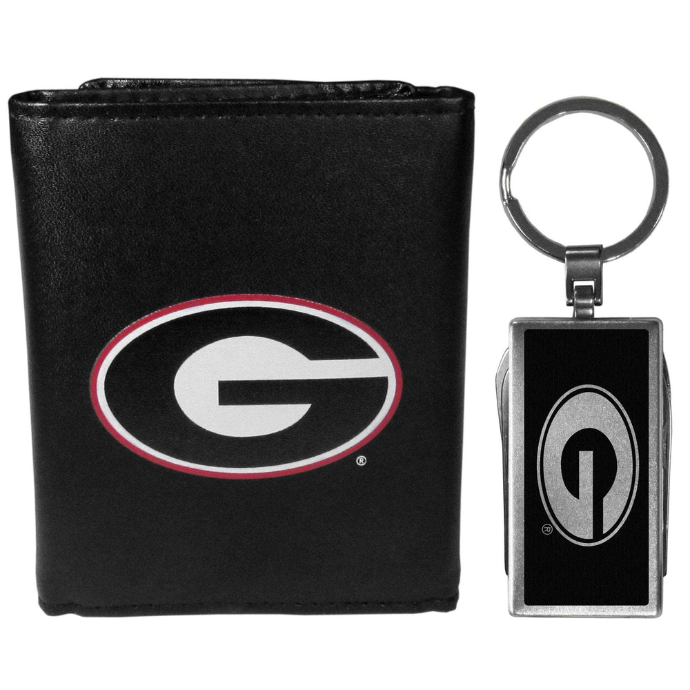 Georgia Bulldogs Tri-fold Wallet & Multitool Key Chain, Black - Georgia Bulldogs - Flyclothing LLC