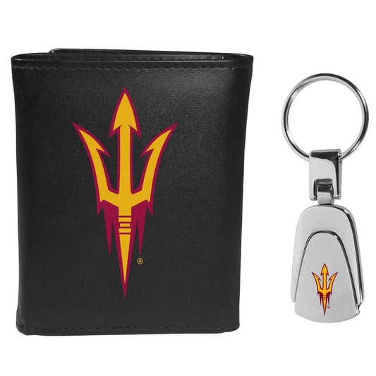 Arizona St. Sun Devils Tri-fold Wallet & Steel Key Chain - Arizona St. Sun Devils - Flyclothing LLC
