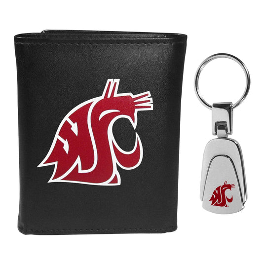 Washington St. Cougars Tri-fold Wallet & Steel Key Chain - Washington St. Cougars - Flyclothing LLC
