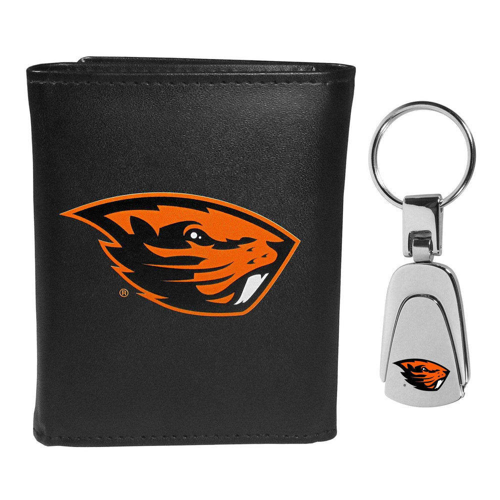 Oregon St. Beavers Tri-fold Wallet & Steel Key Chain - Oregon St. Beavers - Flyclothing LLC