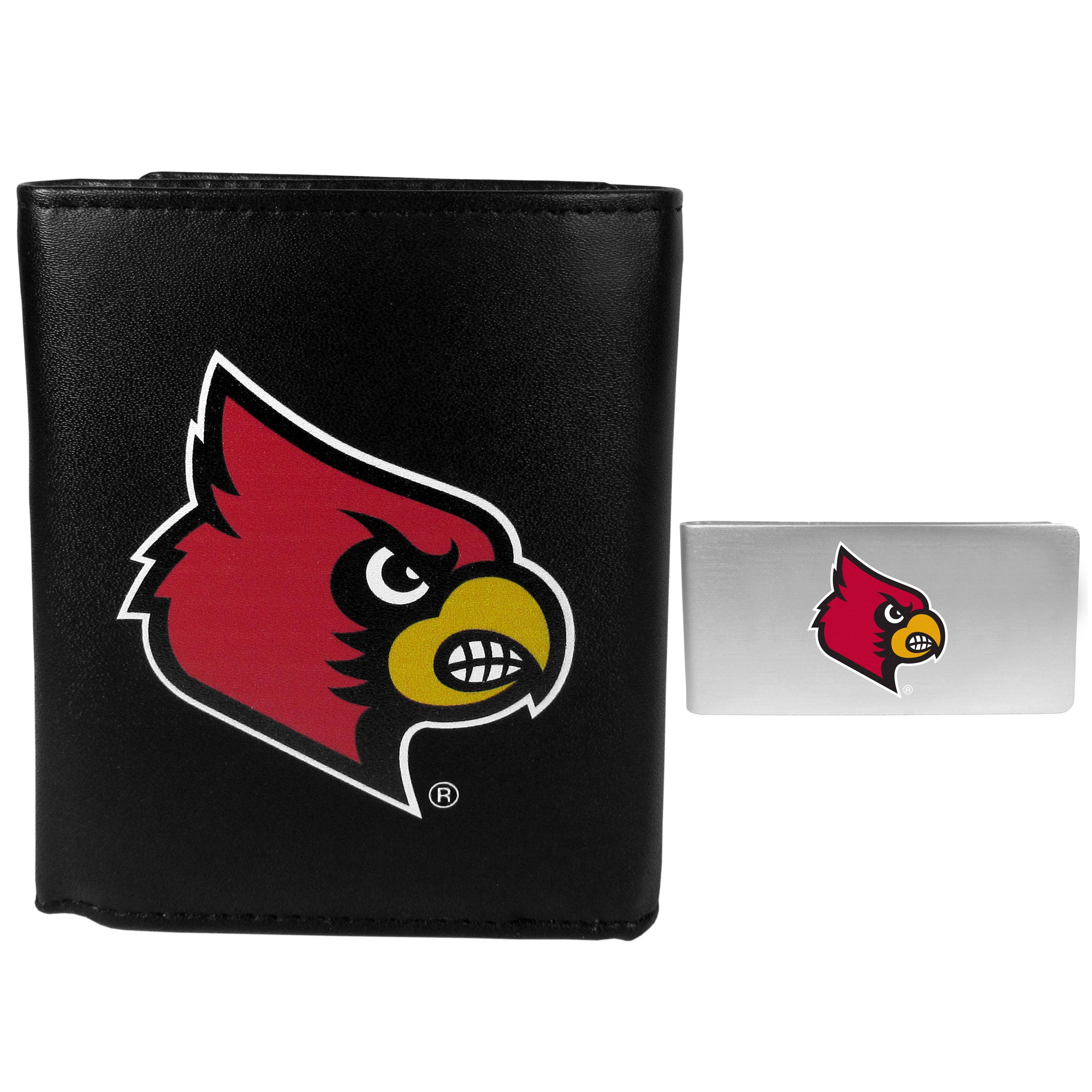 Siskiyou CTRL88BMP Male NCAA Louisville Cardinals Tri-Fold Wallet & Money Clip Black