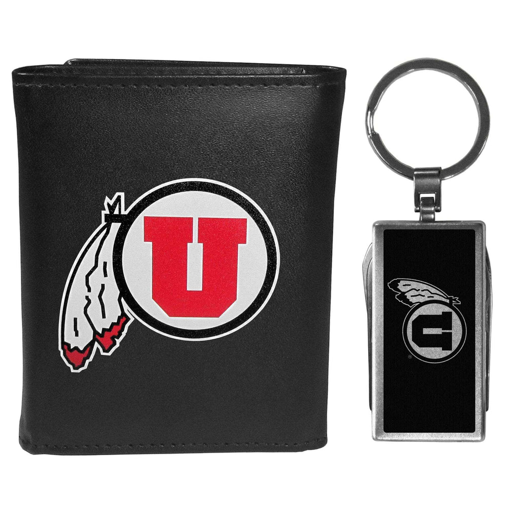 Utah Utes Tri-fold Wallet & Multitool Key Chain, Black - Utah Utes - Flyclothing LLC