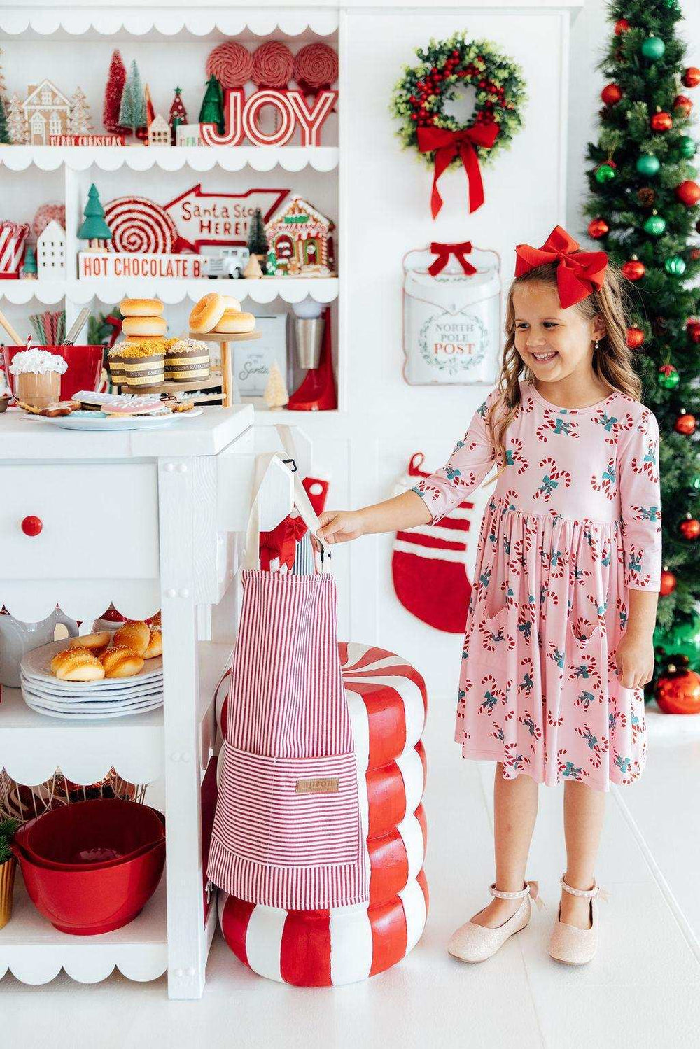 Candy Cane Cutie 3/4 Sleeve Pocket Twirl Dress - Mila & Rose ® - Flyclothing LLC