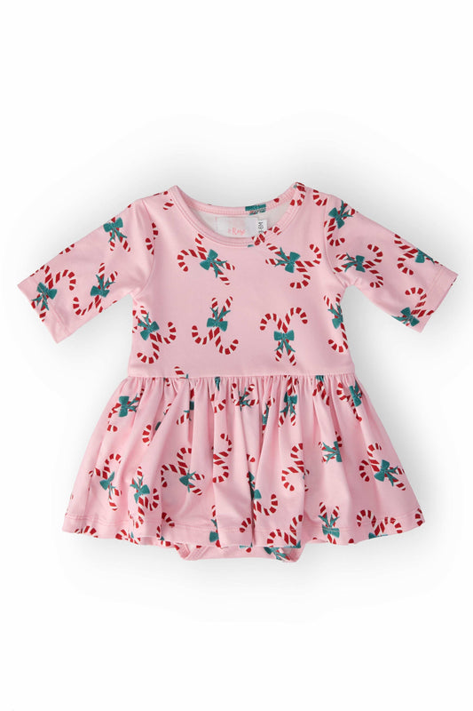 Candy Cane Cutie 3/4 Sleeve Twirl Bodysuit - Mila & Rose ® - Flyclothing LLC