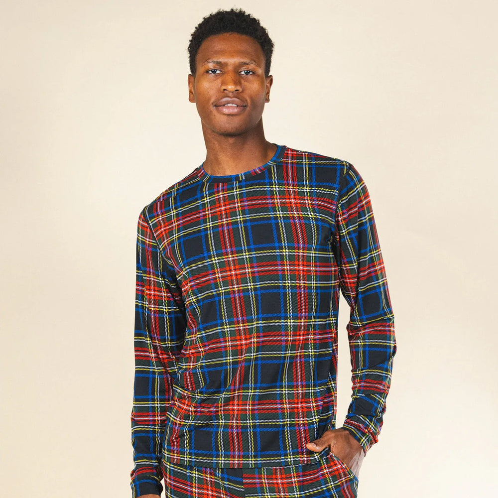 The Cappuccino | Holiday Tartan Plaid SleepDeep™ Men’s Long Sleeve Pajama Shirt - Shinesty - Flyclothing LLC