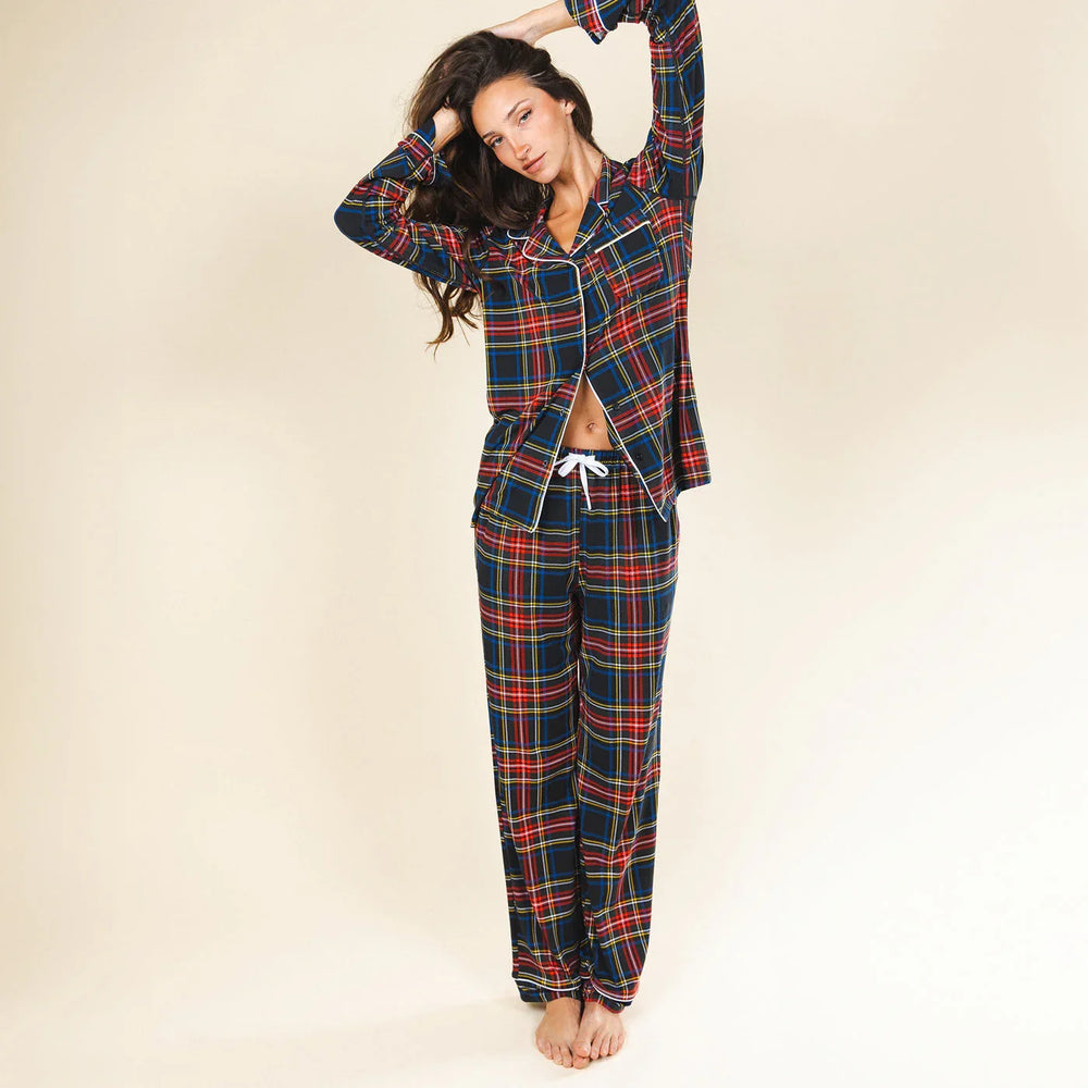 The Cappuccino | Holiday Tartan Plaid SleepDeep™ Women’s Long Sleeve Pajama Set - Shinesty - Flyclothing LLC