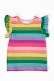 Cheerful Stripes S/S Ruffle Tee