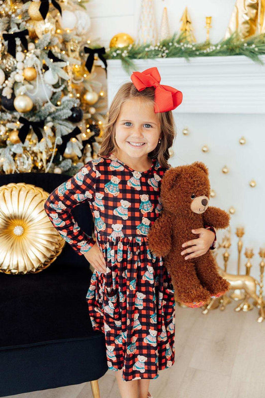Christmas Bears L/S Pocket Twirl Dress - Mila & Rose ® - Flyclothing LLC