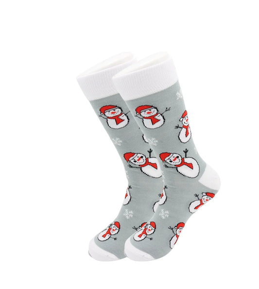 Snow Man Holiday Socks - Comfy Cotton for Men & Women - Real Sic - Flyclothing LLC