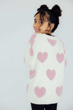 Coconut/Light Pink Heart Cozy Cardigan - Mila & Rose ® - Flyclothing LLC