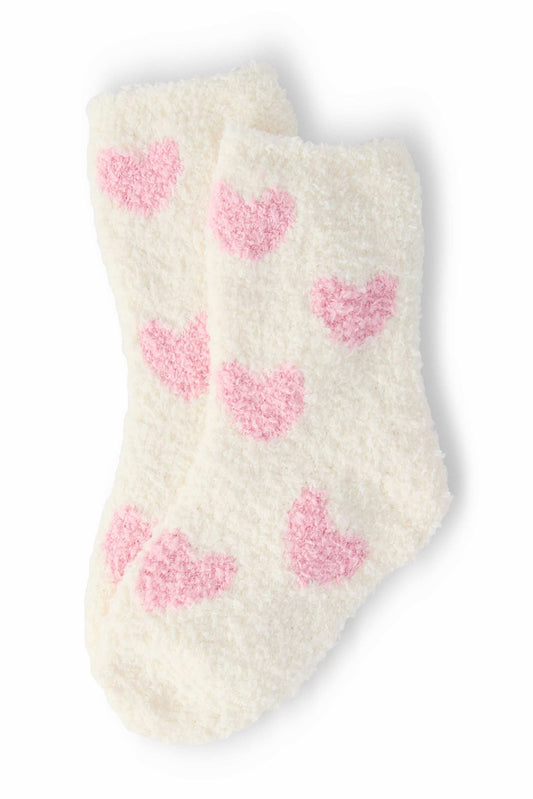 Coconut/Light Pink Heart Cozy Socks - Mila & Rose ® - Flyclothing LLC