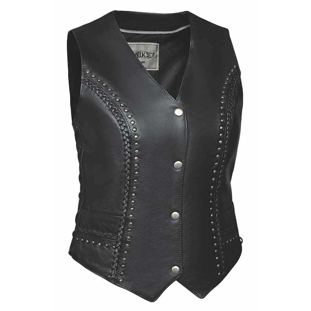 Cowgirl - Ladies Studded Leather Vest - Unik Just for Bikers - Flyclothing LLC