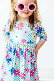 Crazy Daisy 3/4 Sleeve Pocket Twirl Dress - Mila & Rose ® - Flyclothing LLC