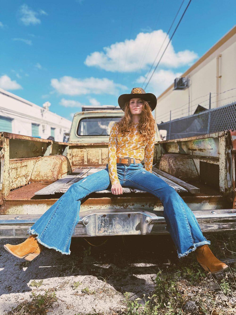 Streets of Gold Golden Yellow Tulip Flower MESH TOP - Lil Bee's Bohemian - Flyclothing LLC