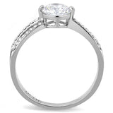 DA002 - High polished (no plating) Stainless Steel Ring with AAA Grade CZ in Clear - Alamode - Flyclothing LLC