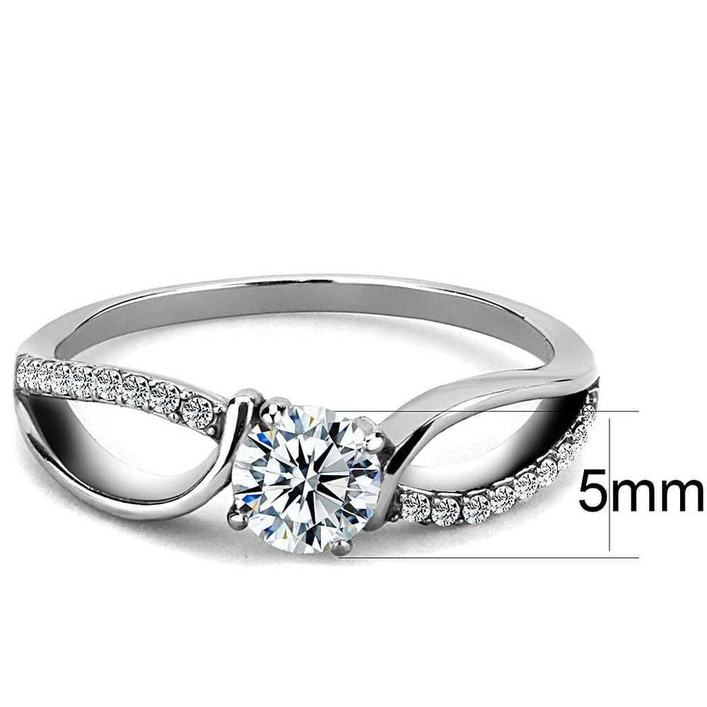 DA004 - High polished (no plating) Stainless Steel Ring with AAA Grade CZ in Clear - Alamode - Flyclothing LLC