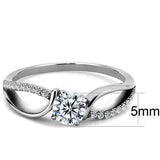 DA004 - High polished (no plating) Stainless Steel Ring with AAA Grade CZ in Clear - Alamode - Flyclothing LLC