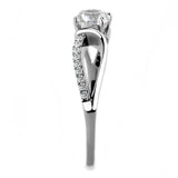 DA004 - High polished (no plating) Stainless Steel Ring with AAA Grade CZ in Clear - Alamode - Flyclothing LLC
