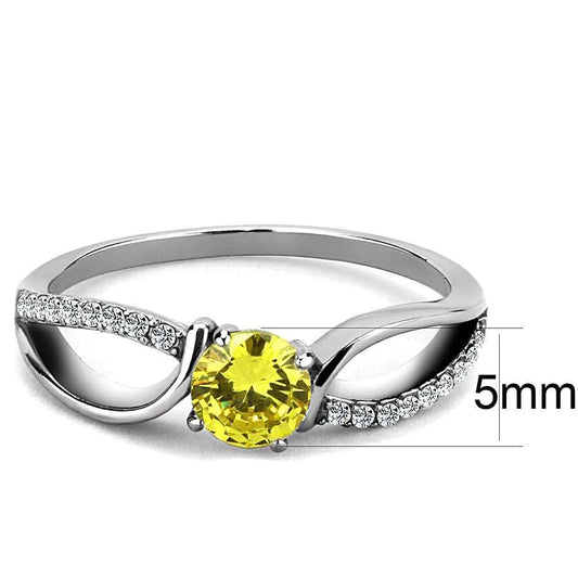 DA005 - High polished (no plating) Stainless Steel Ring with AAA Grade CZ in Topaz - Alamode - Flyclothing LLC