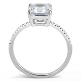 DA008 - High polished (no plating) Stainless Steel Ring with Cubic in Clear - Alamode - Flyclothing LLC