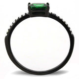 DA010 - IP Black(Ion Plating) Stainless Steel Ring with AAA Grade CZ in Emerald - Alamode - Flyclothing LLC