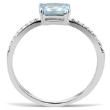 DA011 - High polished (no plating) Stainless Steel Ring with AAA Grade CZ in Sea Blue - Alamode - Flyclothing LLC