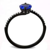 DA012 - IP Black(Ion Plating) Stainless Steel Ring with Synthetic Spinel in London Blue - Alamode - Flyclothing LLC