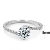 DA013 - High polished (no plating) Stainless Steel Ring with AAA Grade CZ in Clear - Alamode - Flyclothing LLC