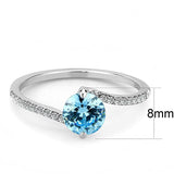 DA014 - High polished (no plating) Stainless Steel Ring with AAA Grade CZ in Sea Blue - Alamode - Flyclothing LLC