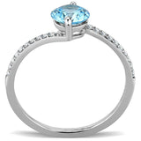 DA014 - High polished (no plating) Stainless Steel Ring with AAA Grade CZ in Sea Blue - Alamode - Flyclothing LLC
