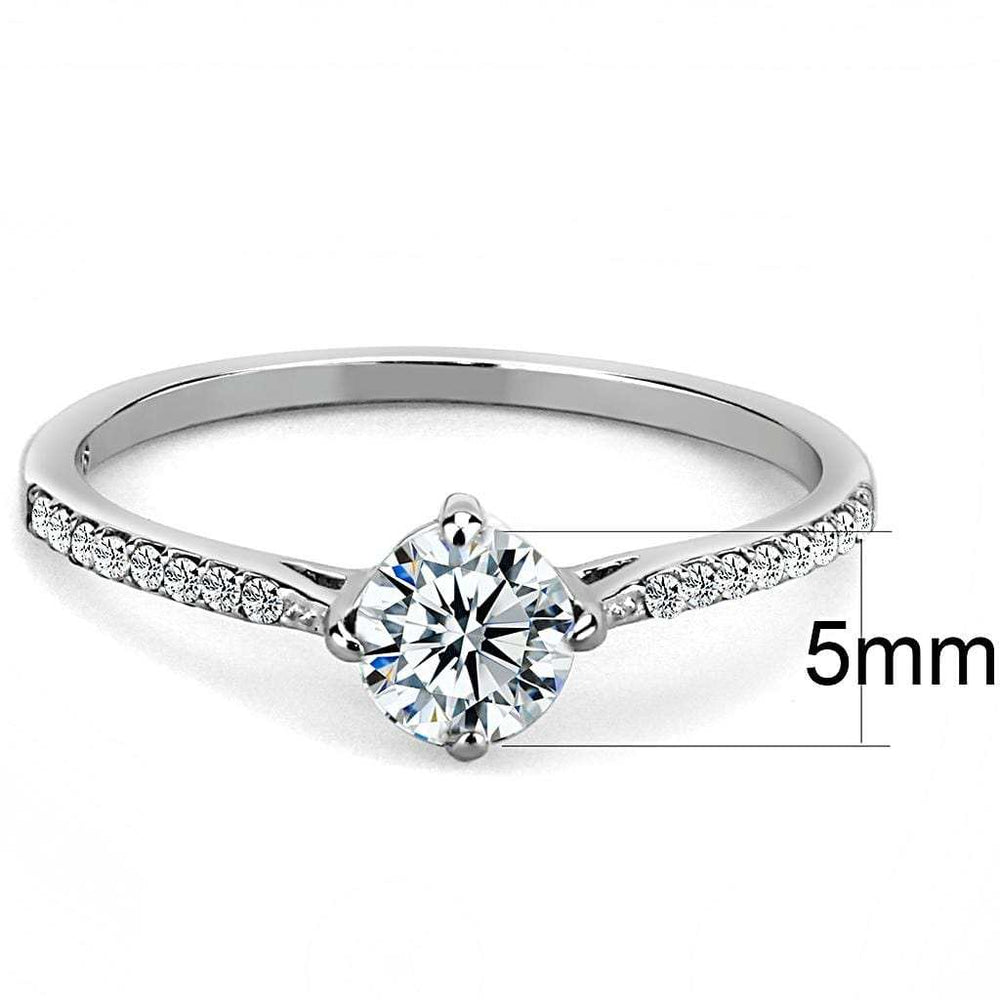 DA018 - High polished (no plating) Stainless Steel Ring with AAA Grade CZ in Clear - Alamode - Flyclothing LLC