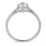 DA018 - High polished (no plating) Stainless Steel Ring with AAA Grade CZ in Clear - Alamode - Flyclothing LLC