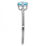 DA019 - High polished (no plating) Stainless Steel Ring with AAA Grade CZ in Sea Blue - Alamode - Flyclothing LLC