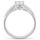 DA020 - High polished (no plating) Stainless Steel Ring with Cubic in Clear - Alamode - Flyclothing LLC