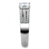 DA020 - High polished (no plating) Stainless Steel Ring with Cubic in Clear - Alamode - Flyclothing LLC