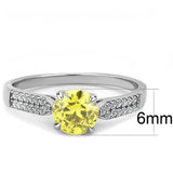 DA021 - High polished (no plating) Stainless Steel Ring with AAA Grade CZ in Topaz - Alamode - Flyclothing LLC